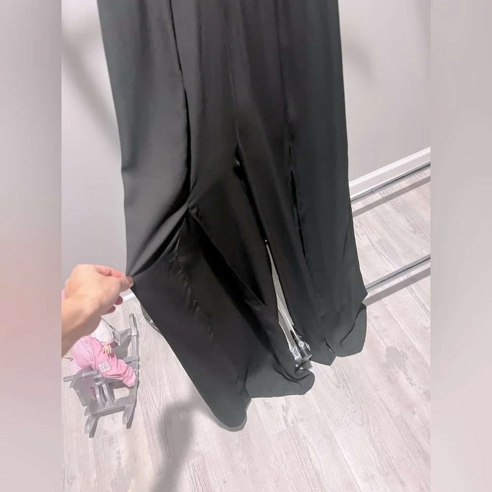 Akira Black Cutout Slit Leg Jumpsuit Evening Statement Piece